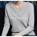 P18B10TR lady's 100% cashmere V-neck sweater